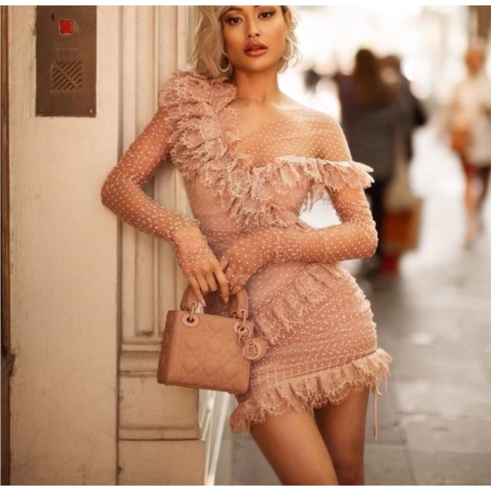 House of CB Pink Sorrell Tulle Mini Dress M